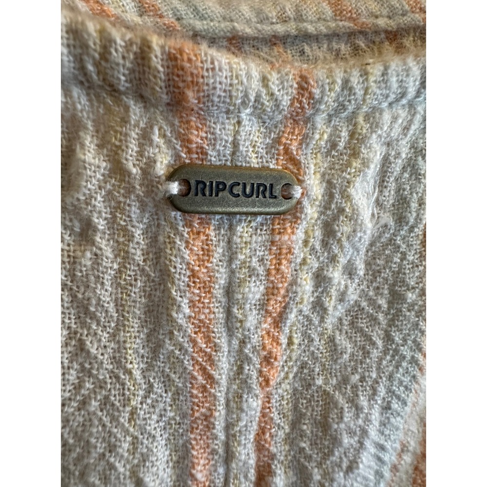 Rip Curl Striped Gauze Romper Orange Cream Adjustable Straps Womens Small - Picture 5 of 6